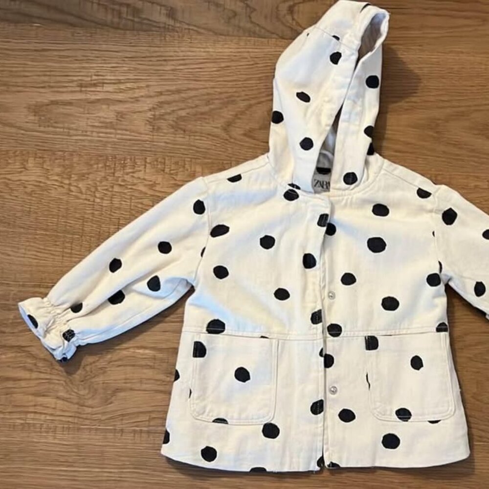 Polka dot Cotton denim jacket girls Zara 2-3 year old